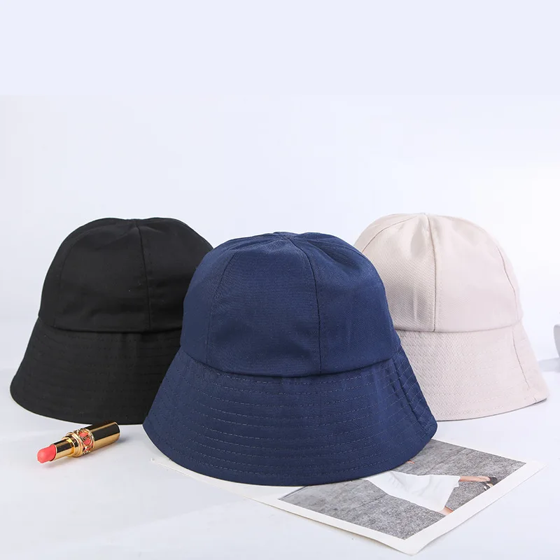 

Solid Color Dome Bucket Hats For Women Men Spring Summer Fashion Bob Girls Panama Caps Fishing Black Sun Cotton Fisherman Hat