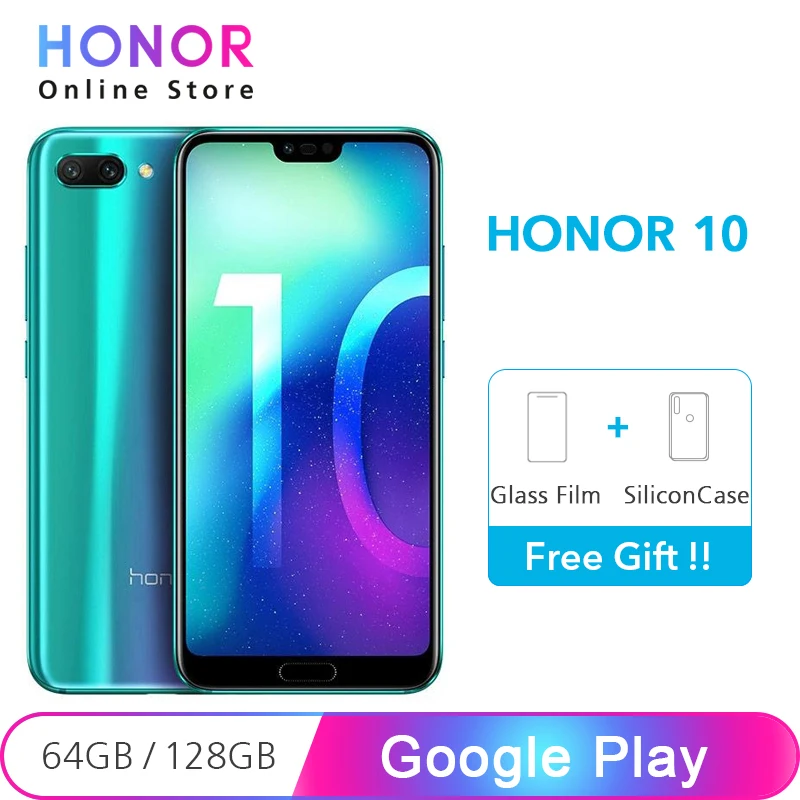 Оригинал Honor 10 64 ГБ/128 ГБ NFC 24 МП двойная камера Honor10 Kirin 970 четыре ядра 5 84 дюйма 19:9 отпечаток пальца ID мобильный
