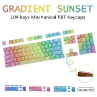 104 keys keycaps sunset gradient backlit keycaps thick pbt oem profile for cherry mx switches of mechanical keyboard key cap