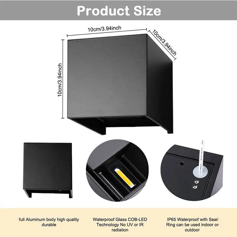 Goede 12W Led Wandlamp Indoor Outdoo Waterdichte Licht IP65 Verstelbare Stralingshoek Ontwerp Kubus Led Slaapkamer Binnenplaats Veranda Muur Blaker