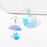 acrylic iridescent umbrella eardrop long acrylic female fashion jewelry funny cute earrings