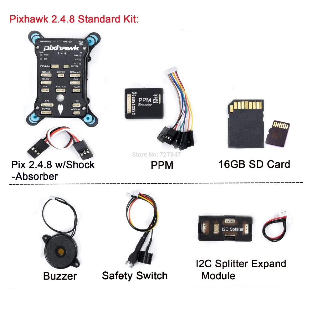 Pixhawk 2.4.8 PX4 PIX 32 бит Контроллер полета Автопилот с 16G SD переключатель безопасности зуммер PPM IEC RGB Telemetryfor RC Квадрокоптер - Цвет: Standard Kit