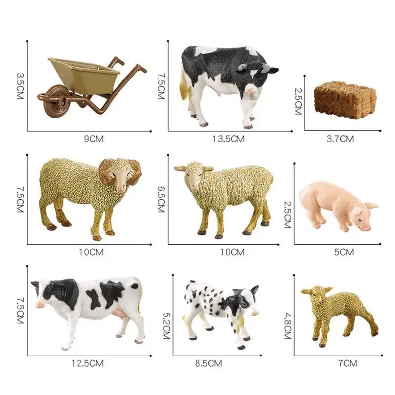 

Sand table model toys Children simulation happy farm animal model, cow sow sheep sand table model