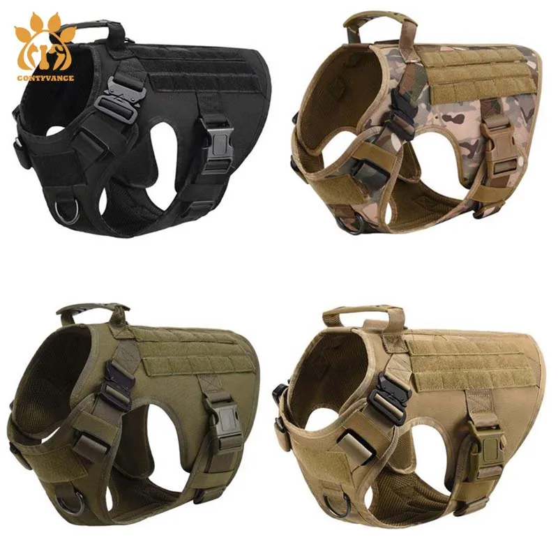 

Tactical Dog Harness Dog Training Nylon Vest For Medium Large Dog,No Pulling Front Leash Clip,Working Dog MOLLE Vest with Handle