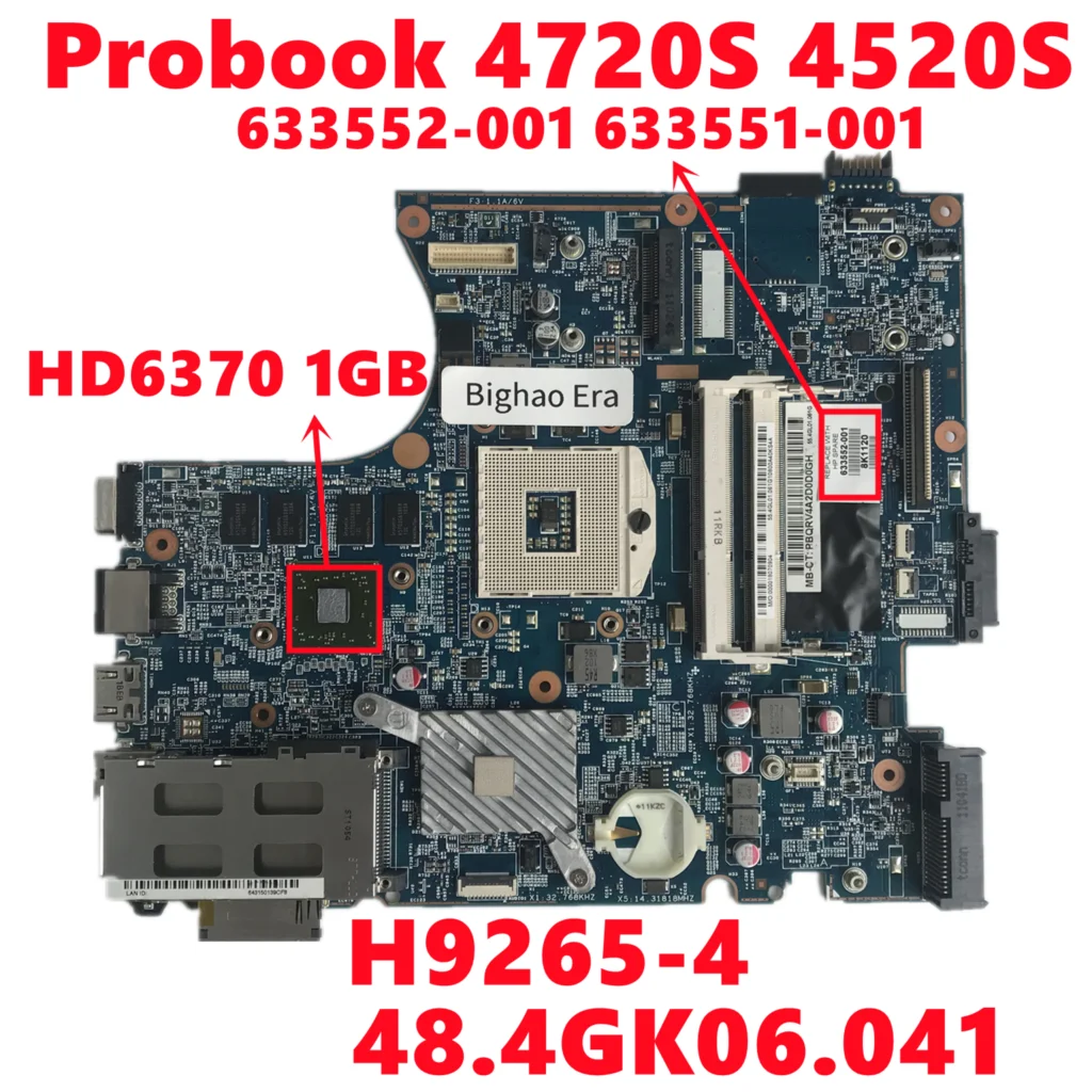 para hp Probook 4720s 4520s Placa-mãe do Portátil H92654 48.4gk06. 041 Mainboard com 216-0774207 1gb Totalmente Teste 633552001 633551-001 Placa-mãe para notebook