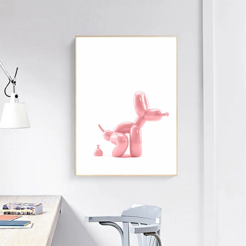 

Contemporary Poster Toilet Sign Popart Balloon Dog Print Modern Canvas Painting Wall Art Decor Pictures Bathroom Home Decoration