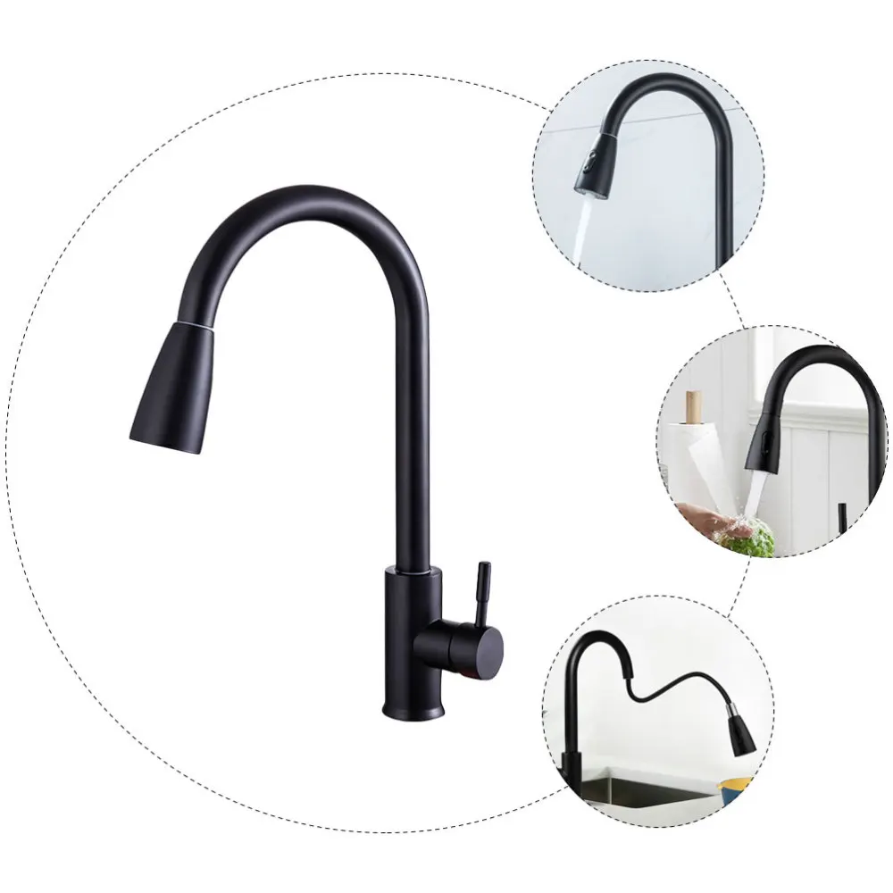 

1Pc Stretch Adjustable Kitchen Durable Hot Cold Water Black
