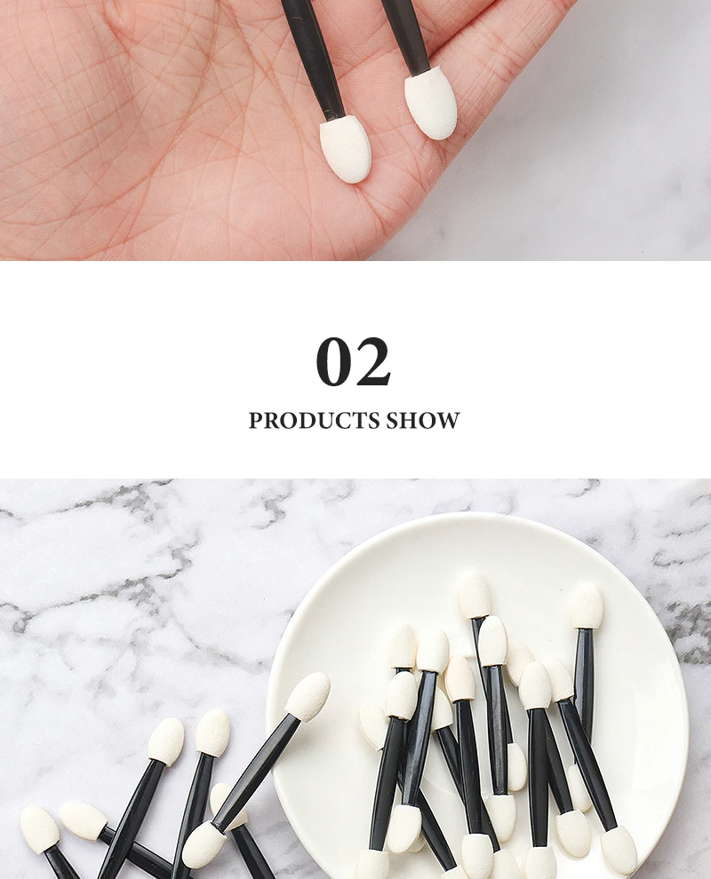 25 Pcs Professional Sponge Stick Eye Shadow Applicator Cosmetic Brushes Double-head Eyeshadow Brush For Women Makeup Tools