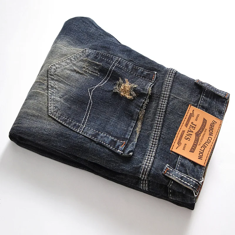 

2020 Men's Jeans New Hole Slim Trousers Denim Elastic Skinny Cotton Male Streetwear Hiphop Personality Male Pencil Pants