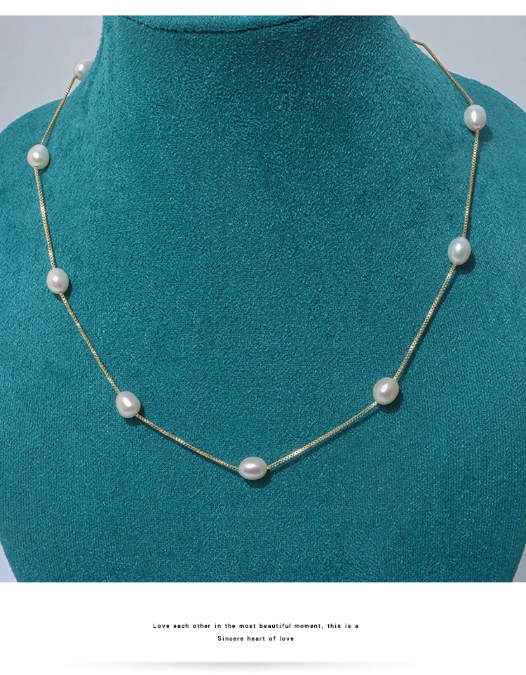 

7-8mm White Pearl Plated Chain Long Necklace Sweater chain For Women