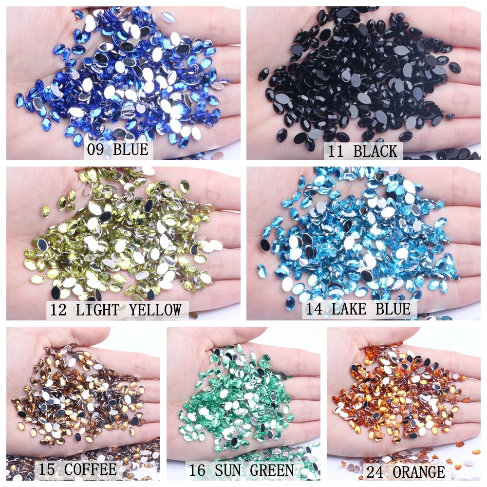 Акриловые стразы с плоской задней стороной 4x6 мм 10000 шт овальной формы много