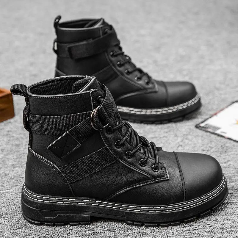 

2021 Men's Comfortable Non-Slip Men Snow Boots for Men Cowboy Boots Mens Platform Combat Boots Ankle Boots Patent Leather Boots