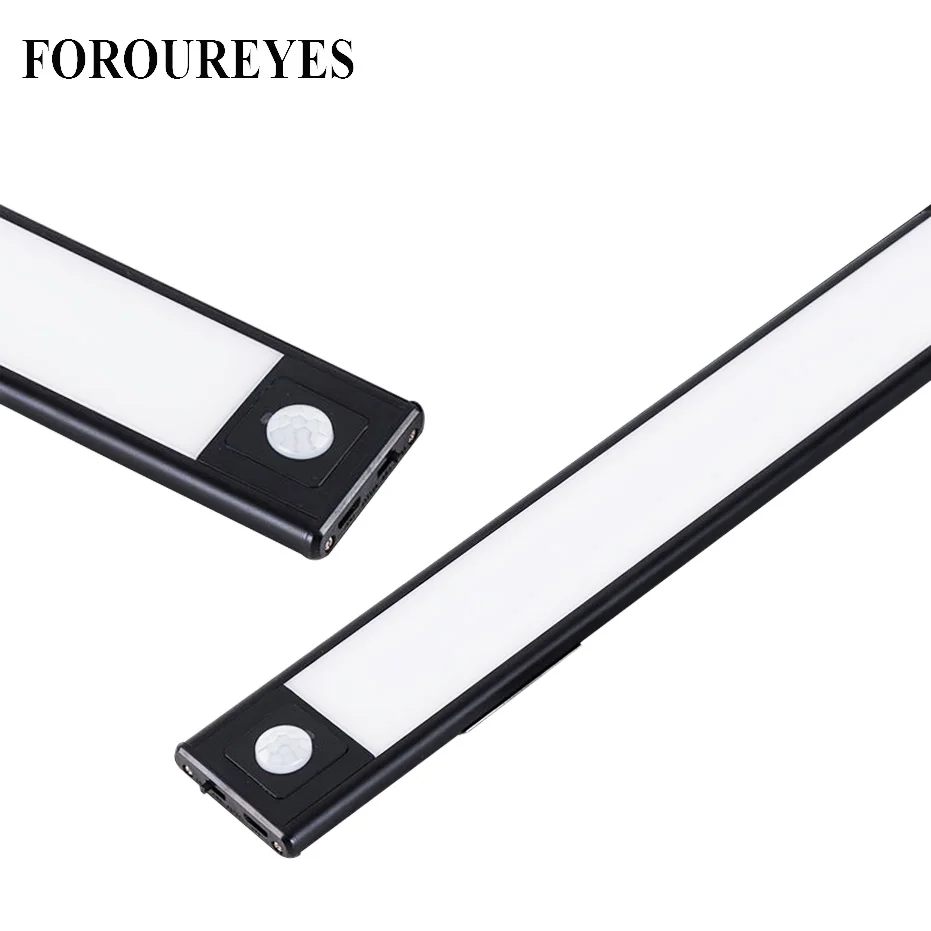 ultra thin 40cm usb led cabinet lighting 3 modes pir motion sensor rechargeable black aluminum kitchen cabinets lights lighting free global shipping