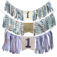ins blue baby first birthday party decorations one highchair banner haze macaron blue boys 1st birthday party banner