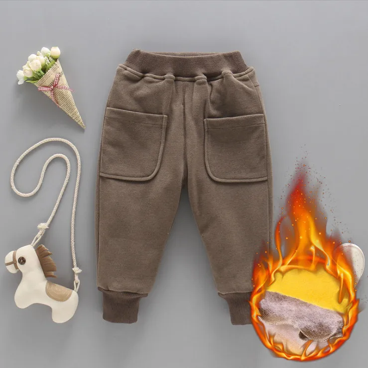 

girls boys Winter pants cotton padded velvet thickening warm long pant Kids children Pant Trousers Clothing