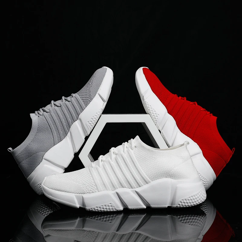 

Plus Size 39-48 Men Sneakers Summer Breathable Running Shoes Light Mens Athletic Shoes for Men Outdoor Sport White Man Shoes