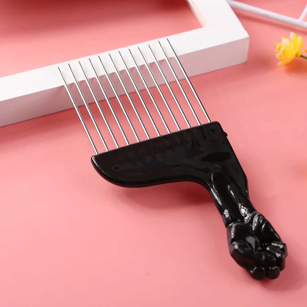 

Professional Wide Teeth Metal Comb Insert Hair Pick Hairbrush Hair Fork Comb Curly Brush Stainless Steel Hair Cutting Styling