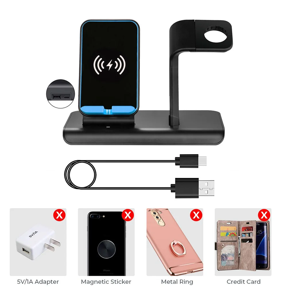 2 в 1 двойная Беспроводная зарядная док-станция для Apple Watch 5 4 3 AirPods Pro iPhone XR 11 XS Max 8 Plus