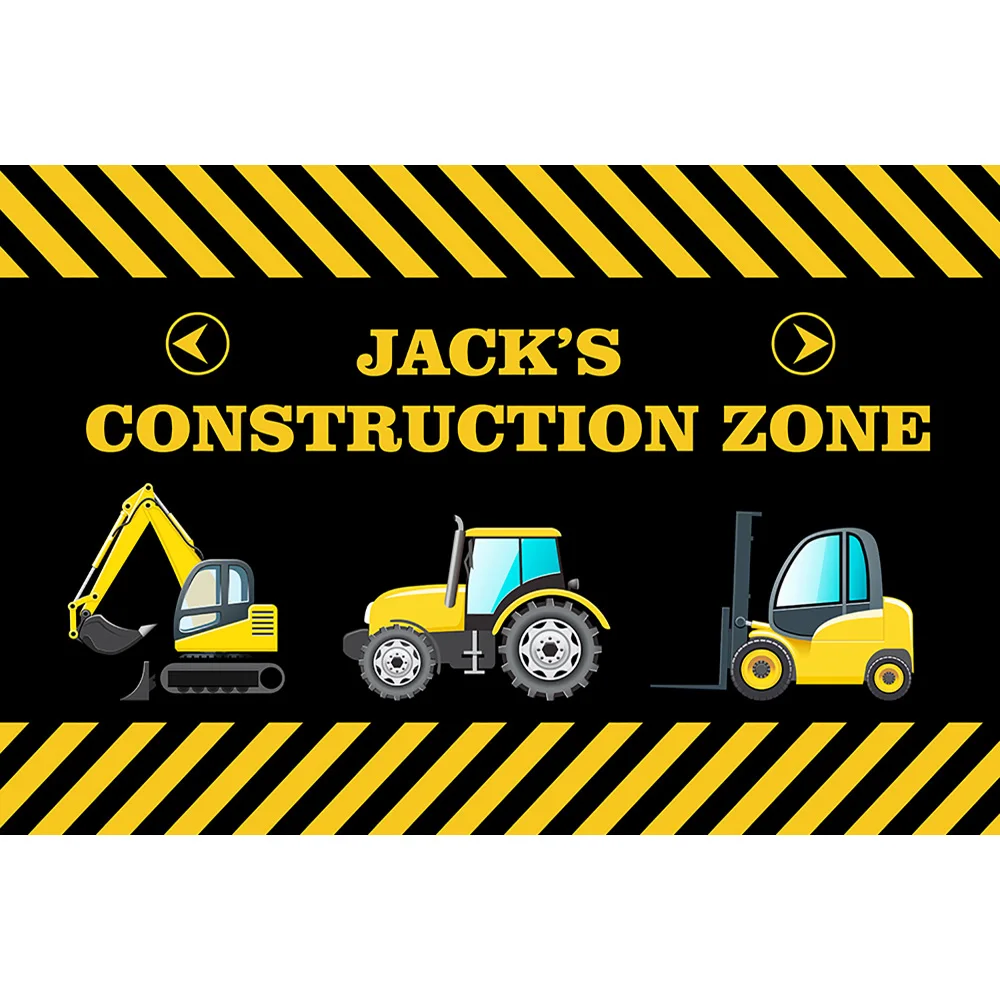 Construction Zone Boy Birthday Background Yellow Truck Children Outdoor Activities Dessert Table Photography Backdrop | Электроника