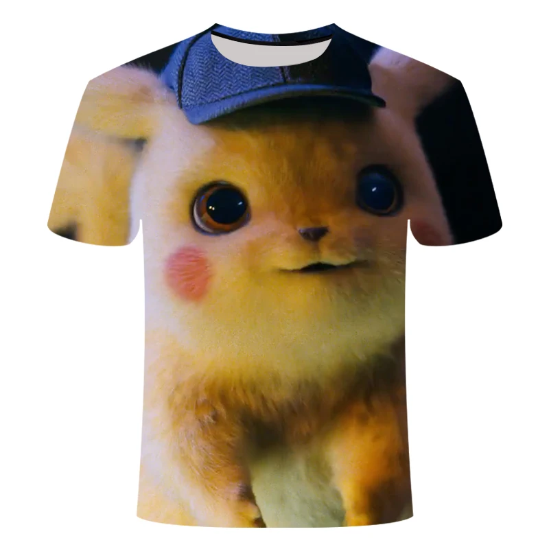 New 3D Movie Detective Pokemon Pikachu T-shirt For Boy/girl Tshirts Fashion Summer Casual Tees Anime Cute Cartoon Clothes - Цвет: TX1300