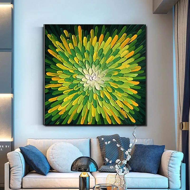 

Hand Painted Impasto Abstract Blooming Flower Canvas Oil Painting Wall Art Picture Living Room Bedroom Home Decor Drop Shipping