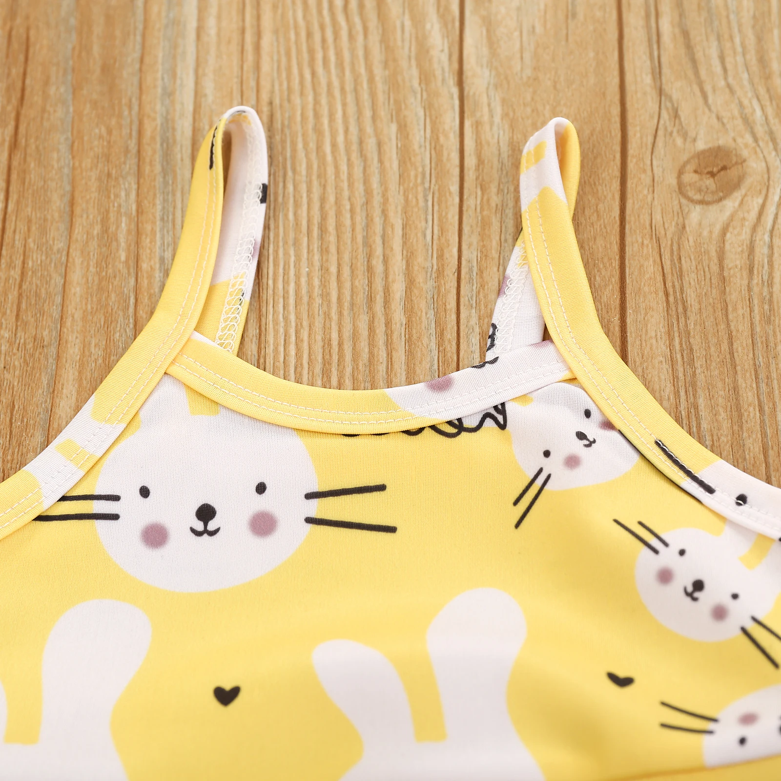 

0-3Y Summer Infant Baby Girls One Piece Swimwear Cartoon Printed Strapless Ruffles Beachwear Bodysuit
