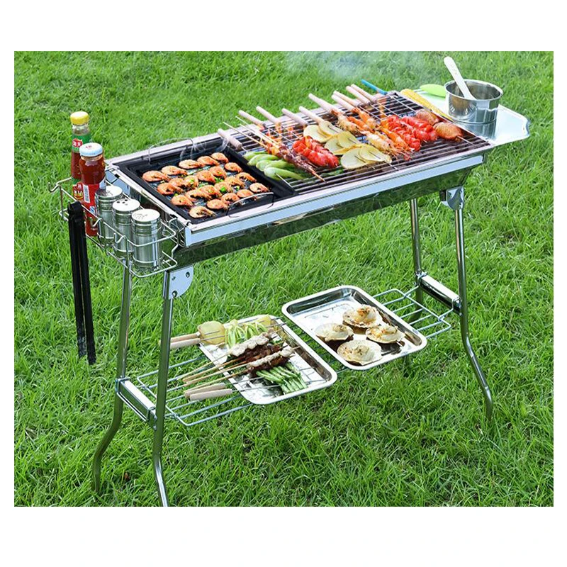 Уличный гриль для барбекю складной портативный сетчатый из нержавеющей стали с
