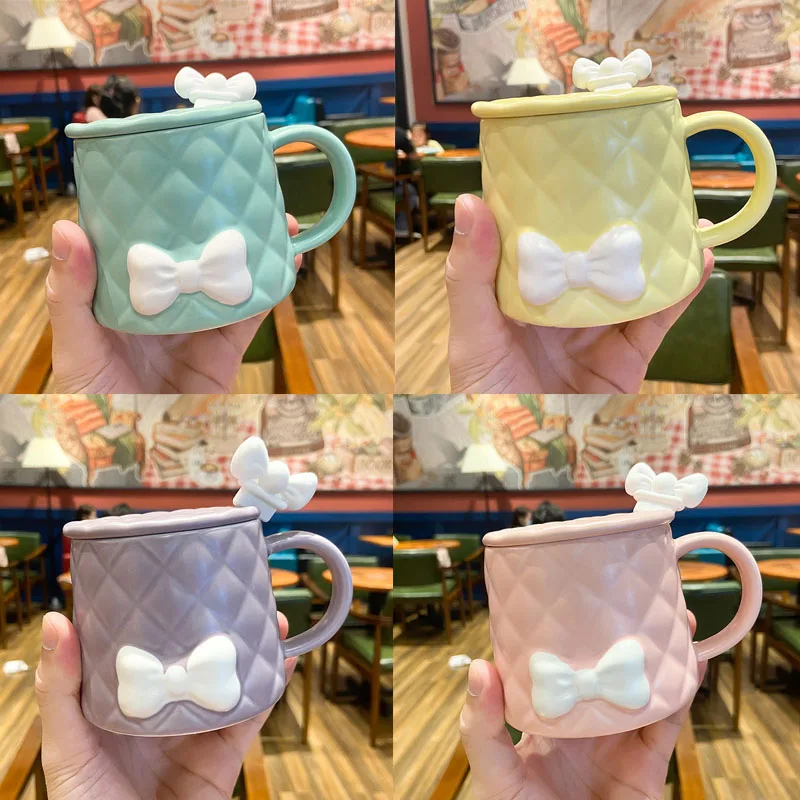 

Creative Bowknot Ceramic Cup Simple Drinking Mug Gift For Birthday Anniversary Wedding Engagement Valentines Day Girlfriend Wife