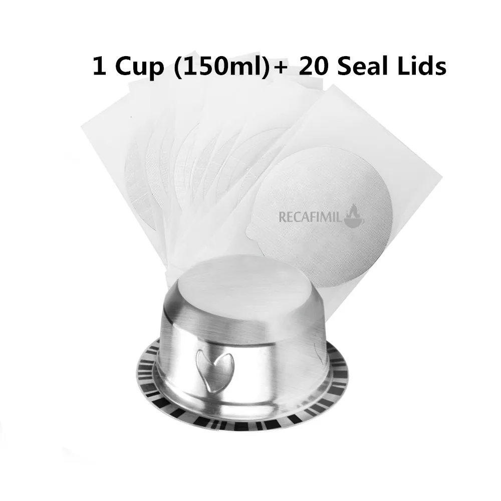 Для Nespresso Vertuoline кофе капсулы Pod нержавеющая сталь металлический кофе фильтр-чашка с алюминиевой крышкой - Цвет: 150ml