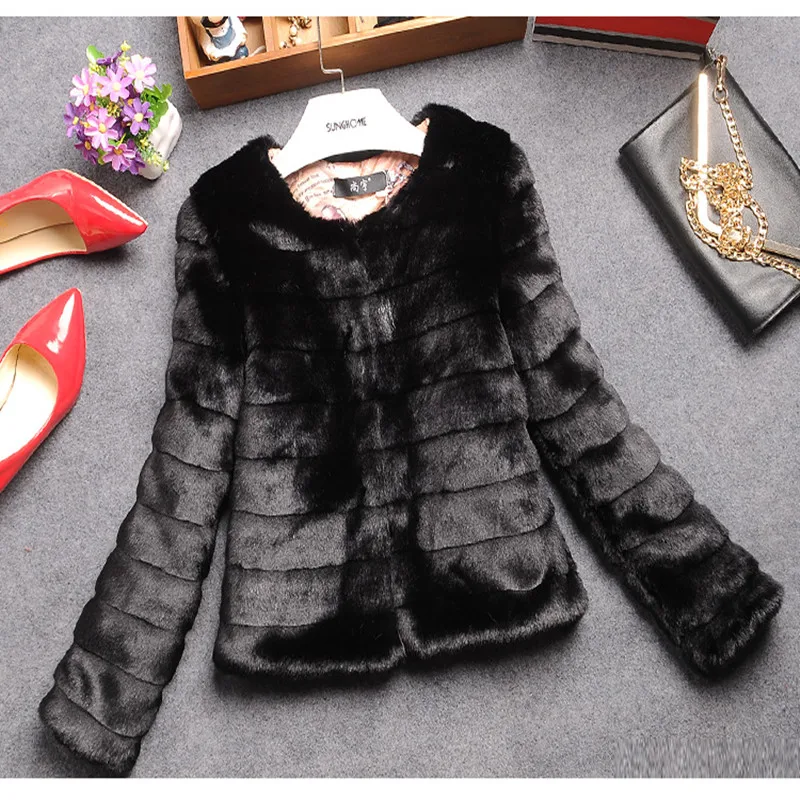 

Women Winter Autumn Faux Fur Coat Lady Fake Fur Jacket White Black Outwear tapados mujer invierno 2020 vetement Plus Size FF11