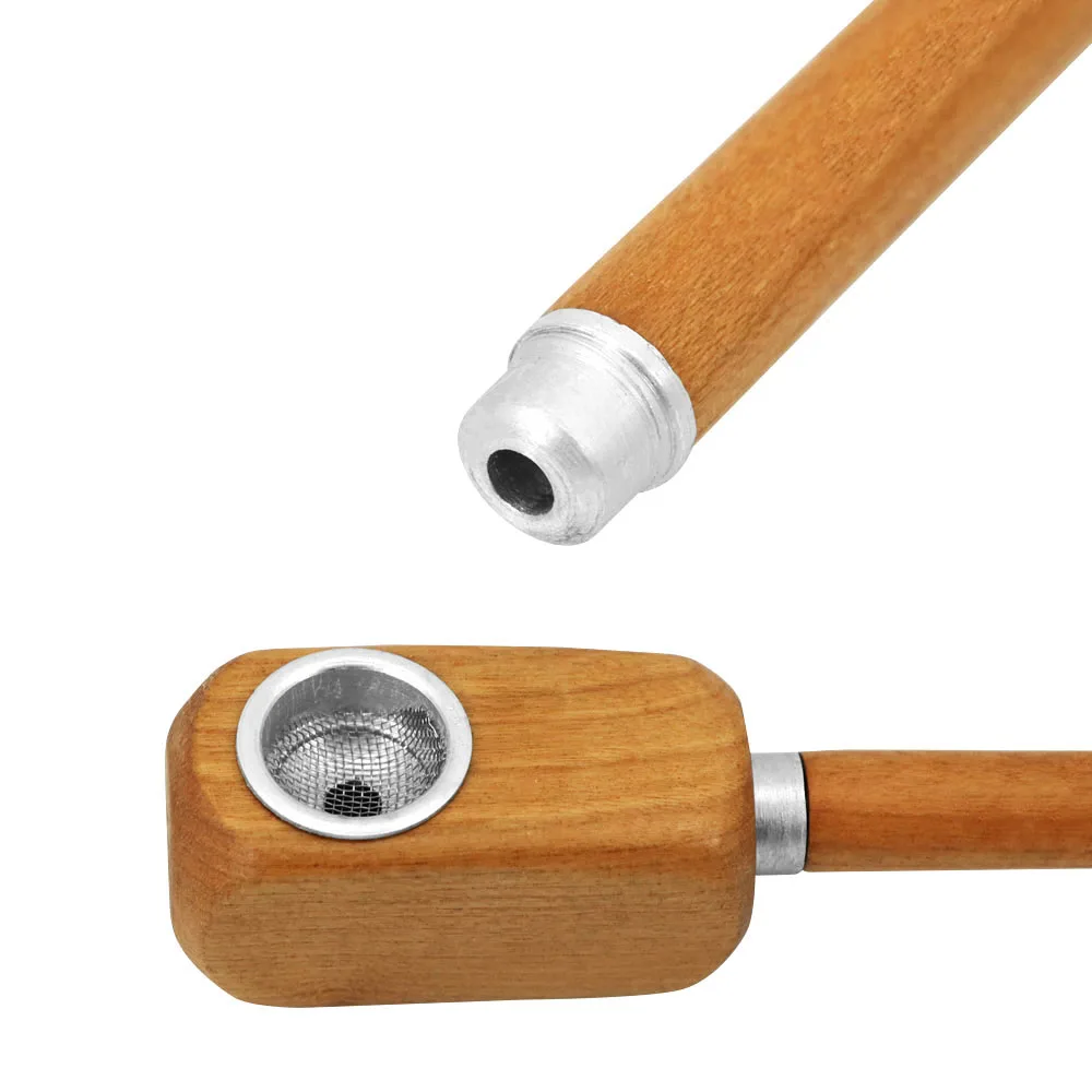 

Newly Classic Handmade Wood Smoking Pipe 116MM With Metal Bowl Mouth Tips Tobacco Pipe Pocket Size