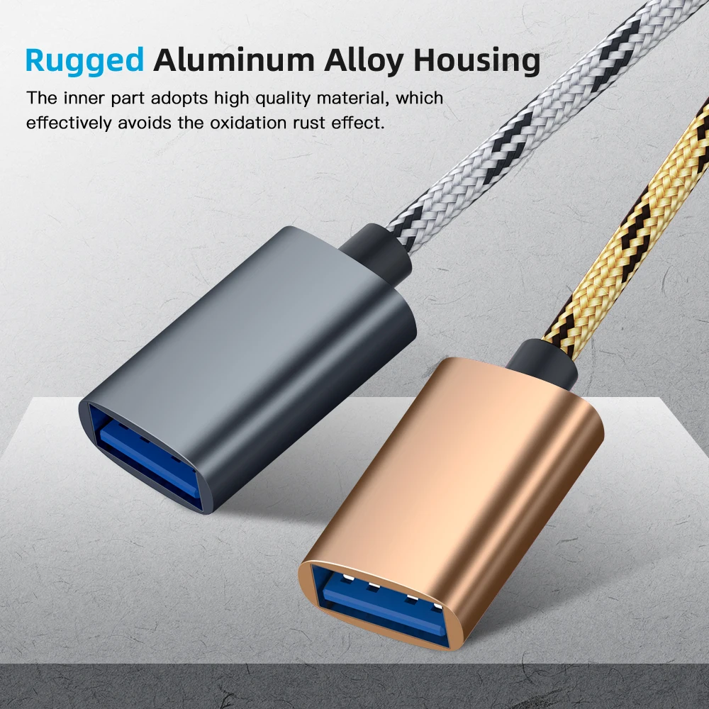 2 в 1 кабель адаптер OTG с разъемом Type C папа Micro USB на гнездо 3 0 мама нейлоновая