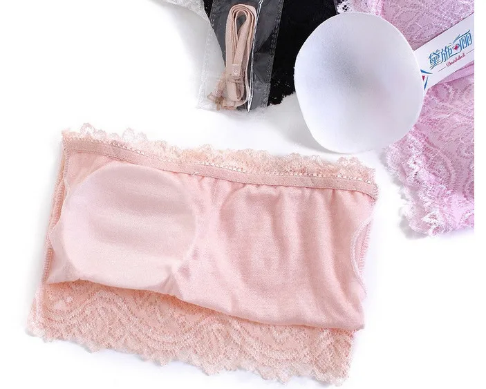 

2022 bra Terlihat strapless bra, Women's Sexy Lace Casual Crop Boob Bandeau Bra Strapless Seamless Solid