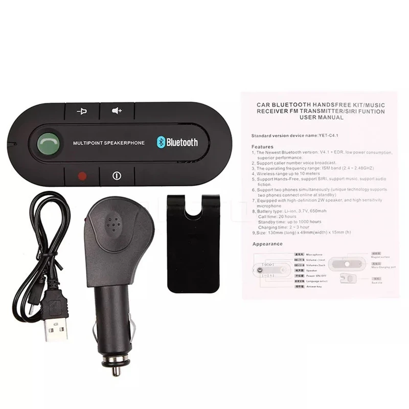 

Wireless Bluetooth Speaker Hands-Free Car Kit Handsfree Speakerphone Speaker Speakerphone Visor Clip Receiver