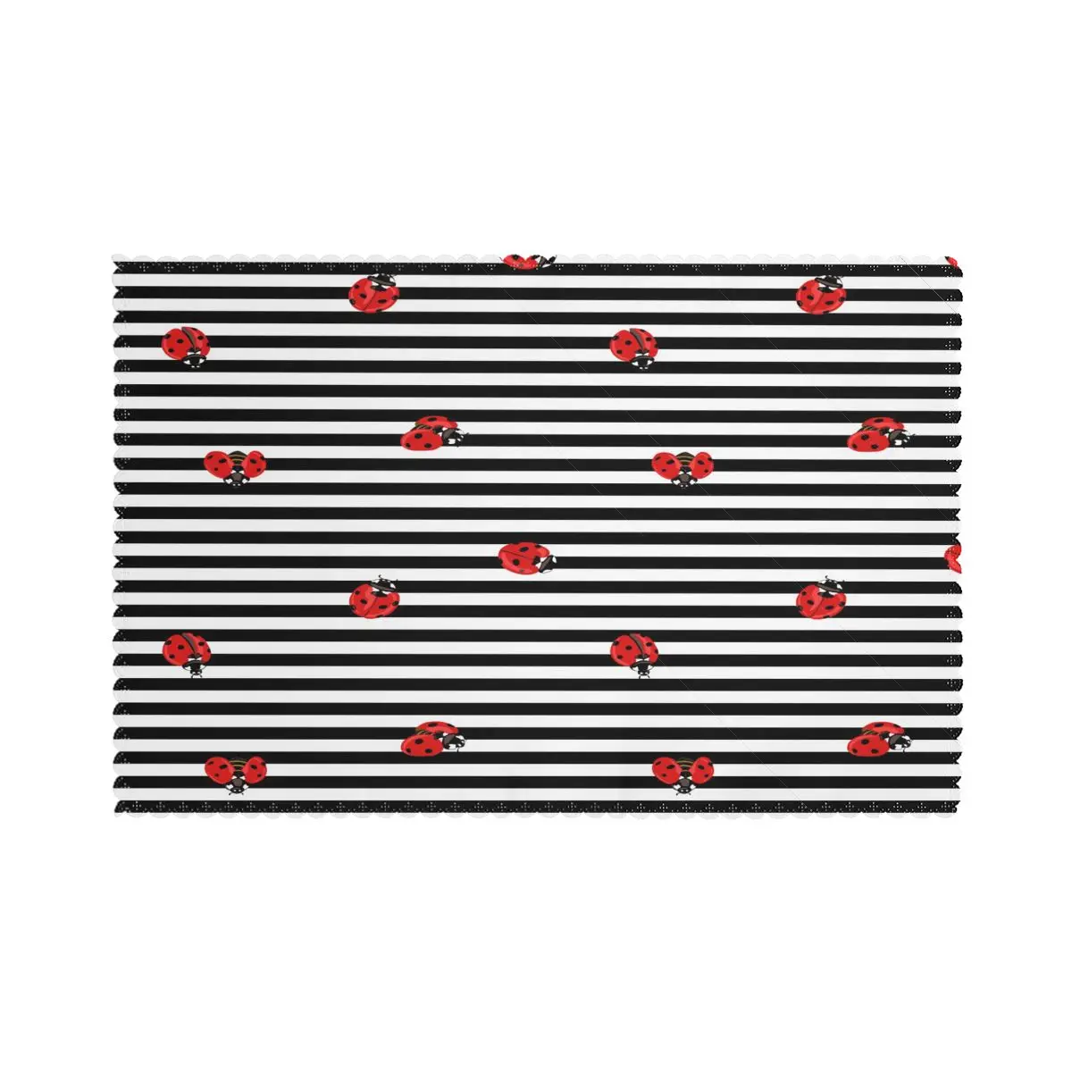 

Tableware Pad Placemats 6 Pcs Table Mat Non-Slip Red Ladybugs On Stripes Placemats for Dining Table
