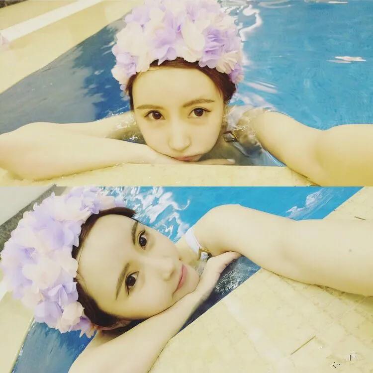 Женская шапочка для плавания с объемными цветами длинная купания морского