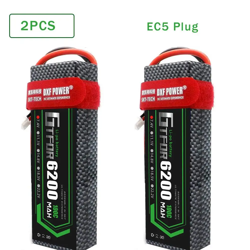 2PCS6200HARDEC5 GTFDR 2 шт. RC батарея Lipo 7,4 V 11,1 V 2S 3S 6000MAH 6500MAH 6200MAH 7000mah 50C 60C 80C 100C 120C для RC Stampede автомобильный Дрон - Цвет: 2PCS6200HARDEC5