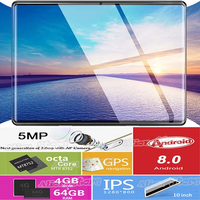 Новинка, 10 дюймов, планшет, PC, 4G, FDD, LTE, Octa Core, 4 Гб Оперативная память 64 Гб Встроенная память супер закаленное 2.5D Стекло Android 8,0 1280*800 ips 10,1 планшет