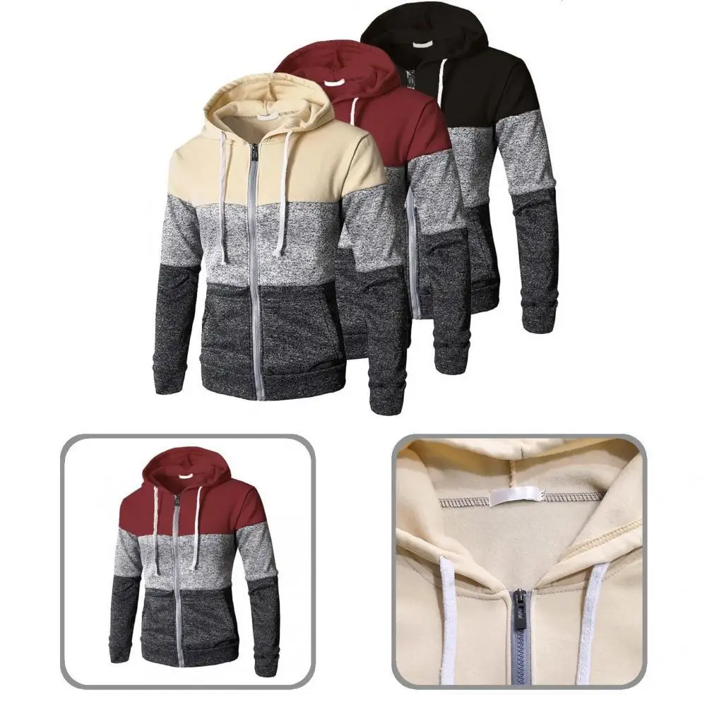 

Trendy Men Zip Up Casual Elastic Sweater Hoody Sweatercoat Polyester Stylish