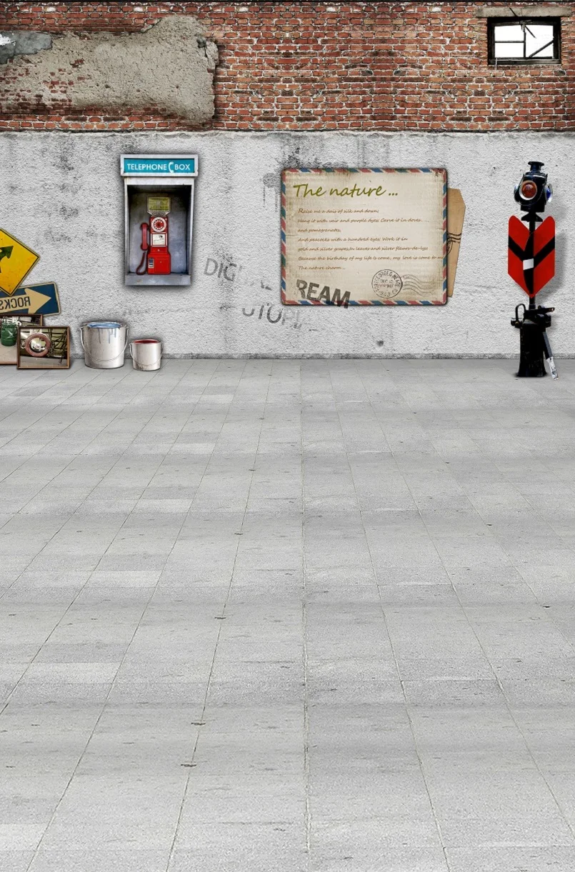 Реквизит для фотосъемки фон ретро интерьер наружная стена кирпичный деревянный