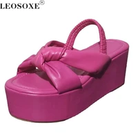 fashion 2021 ladies slippers stained wedge heel platform flip flops high heels beach sandals womens thick high heel shoes