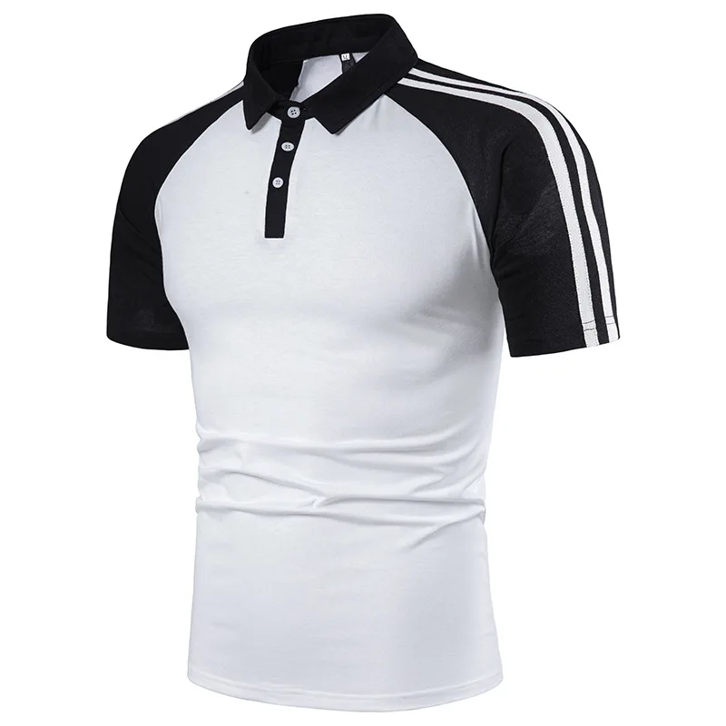 

Men's short sleeve T-shirt color matching raglan sleeve fashion collocation designing men's short sleeve POLO lapels