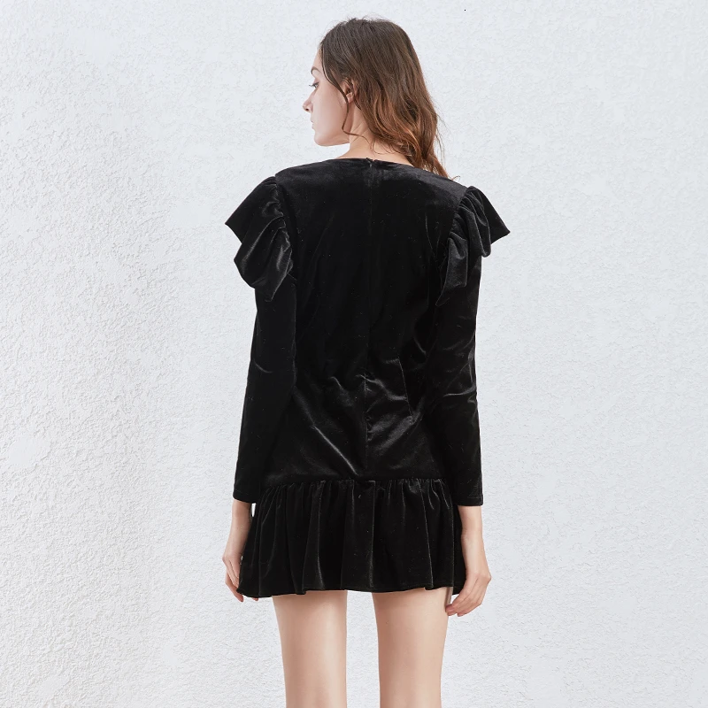 Женское мини платье TWOTWINSTYLE элегантное с v образным вырезом и длинным рукавом