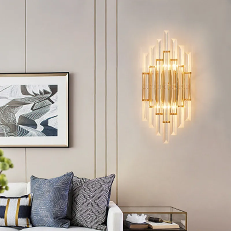 

Modern Lustre Crystal Led Wall Lamp Gold Metal Bedroom Led Wall Lights Fixtures Living Room Led Wall Light Corridor Wall Sconce