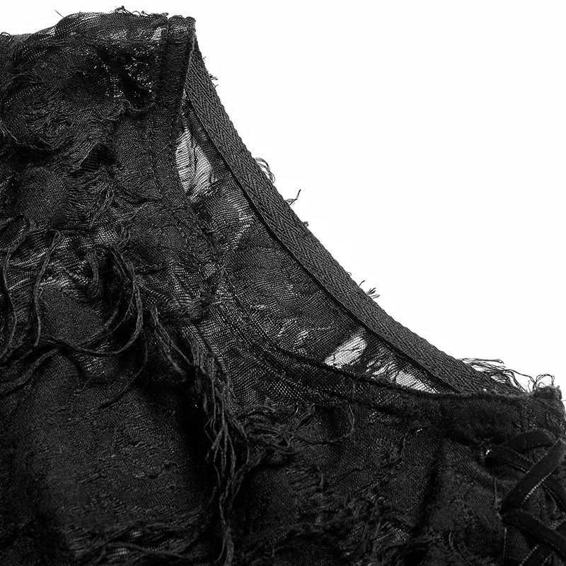 Женский жилет в стиле панк с высоким воротом рваным цветком без рукавов для