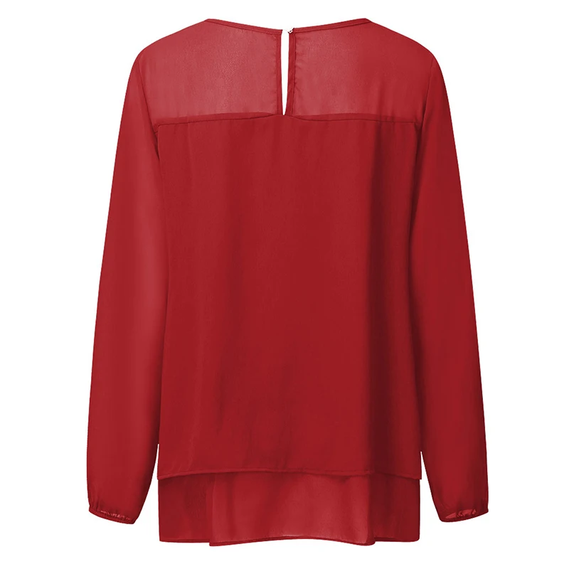 

Maxi Size 3XL Chiffon Shirt Women Long Sleeve Spring Autumn Casual Shirts Loose RuffleSolid Color Female Blouse SJ5295C