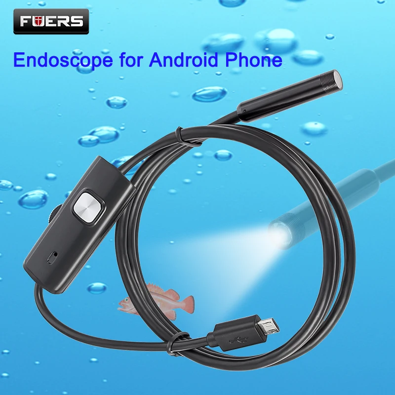FUERS 2 м 1,5 м 1 м 5,5 мм 7 мм эндоскоп для телефона Android USB мини-камера Водонепроницаемый 6 светодиодный бороскоп Автомобильная Инспекционная камера для ПК
