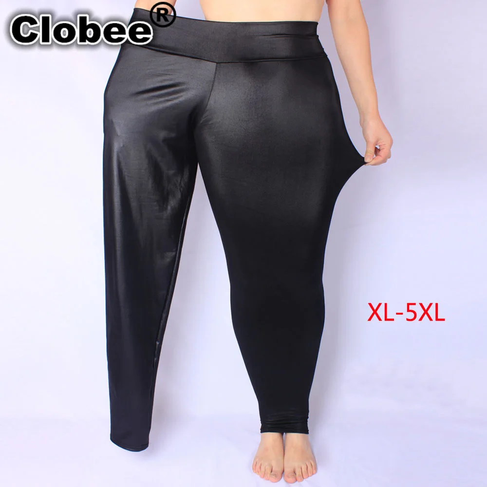 2020 Hot Women Sexy Leggings Black Hip Wet Look Faux Leather Plus Size Couro do falso XXXXXL Summer Pants | Женская одежда
