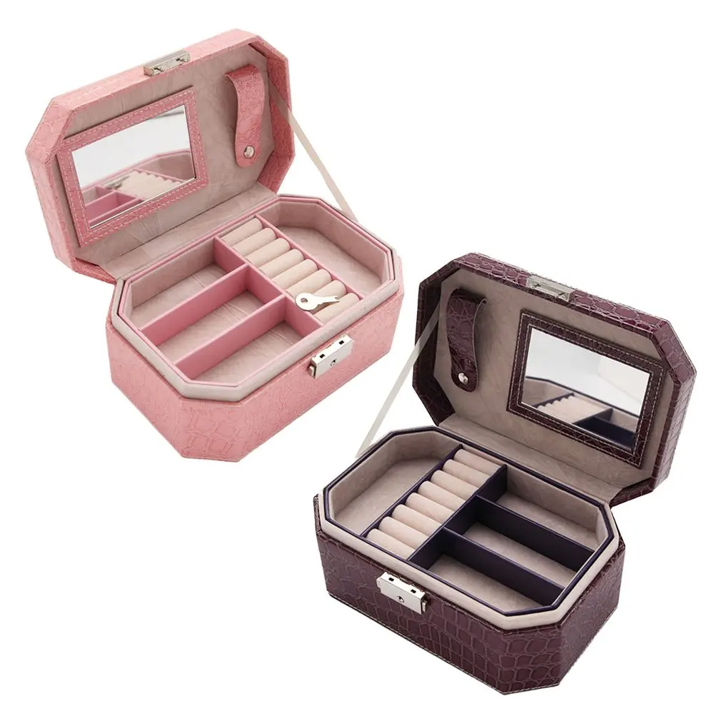 Двухслойные крокодиловые зернистые украшения коробка кольцо серьги браслет