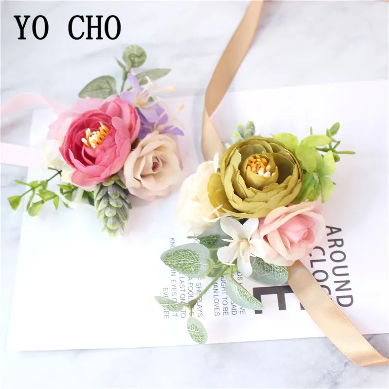 Белые розовые шелковые цветы корсажный браслет искусственный цветок для